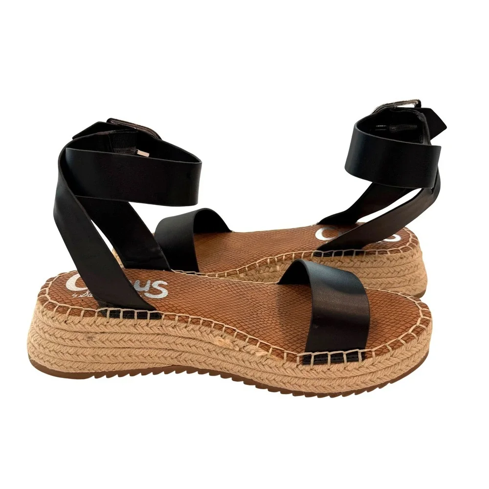 Circus by Sam Edelman Kennedy Espadrille Sandals Women 8M Black Boho Minimalist